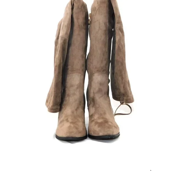 Catherine Malandrino "Sorcha" Taupe Over the Knee Boots - Picture 5 of 13